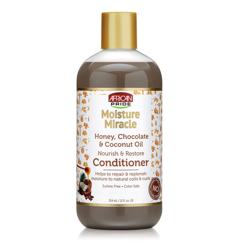 AFRICAN PRIDE MOISTURE MIRACLE HONEY CHOCOLATE & COCONUT OIL CONDITIONER                                   354ml/12oz